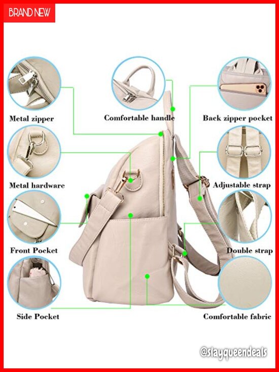 Convertible Faux Leather Women\'s Fashion Backpack Purse Waterproof